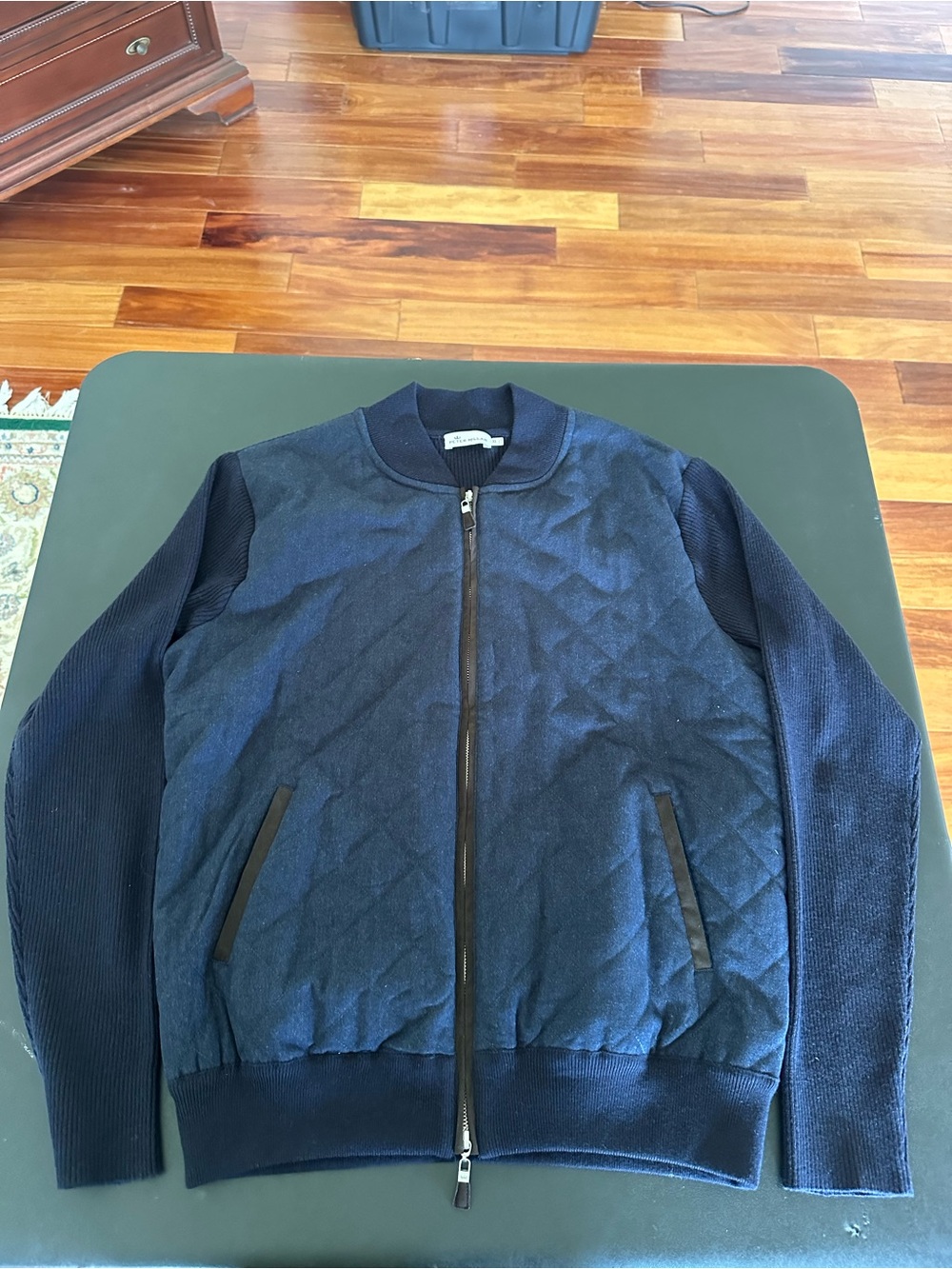 Peter Millar Men's Navy Quilted Jacket Merino Wool & Cotton Size XL